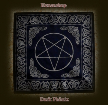 Hexenshop Dark Phönix Pentagramm Altartuch mit keltischem Muster schwarz